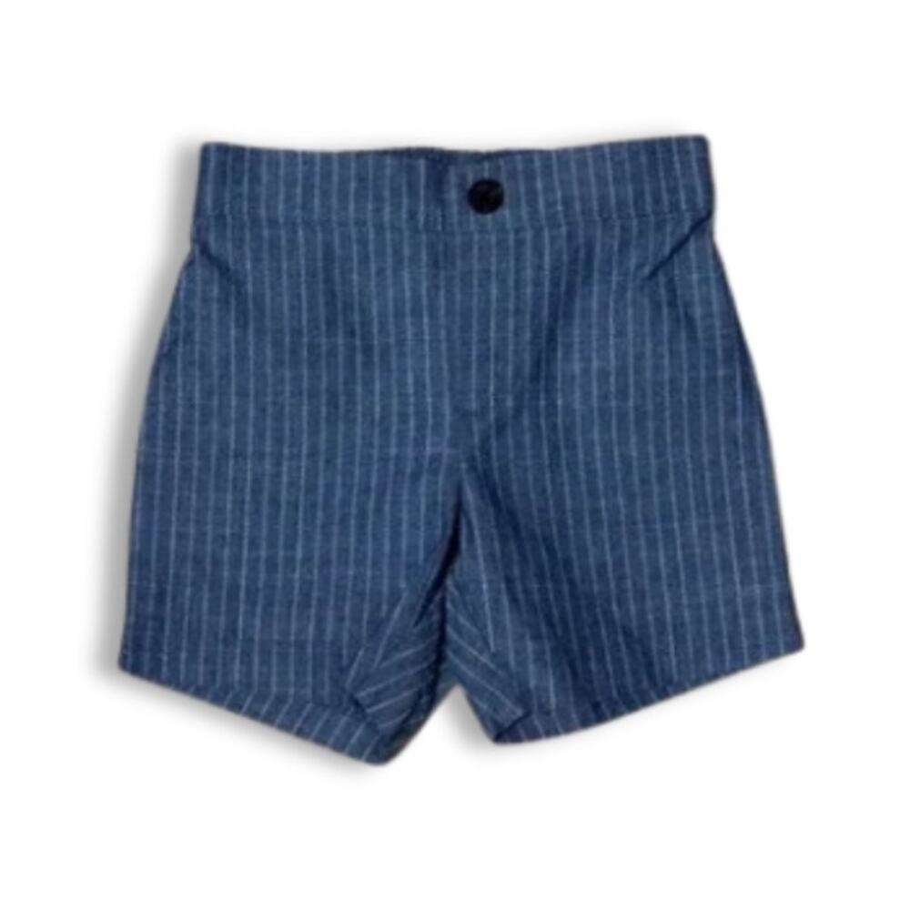 IZOD Baby Shorts Pinstripe Design Cotton Blend Pull On Style Blue White 18M NWT
